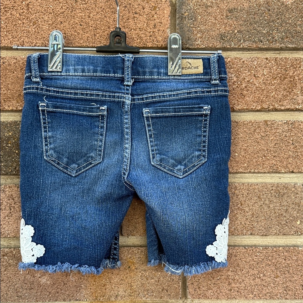 Jordache Kids Denim Shorts with White Lace Girl's Size 6 - Picture 6 of 7